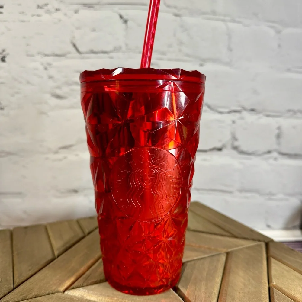 Starbucks Poinsettia Red Prism Diamond Crystal Cold‎ Tumbler Holiday 2023 new